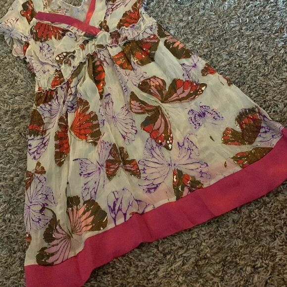 NWT Hale Bob pink butterfly-patterned long blouse, size S. - Picture 8 of 10